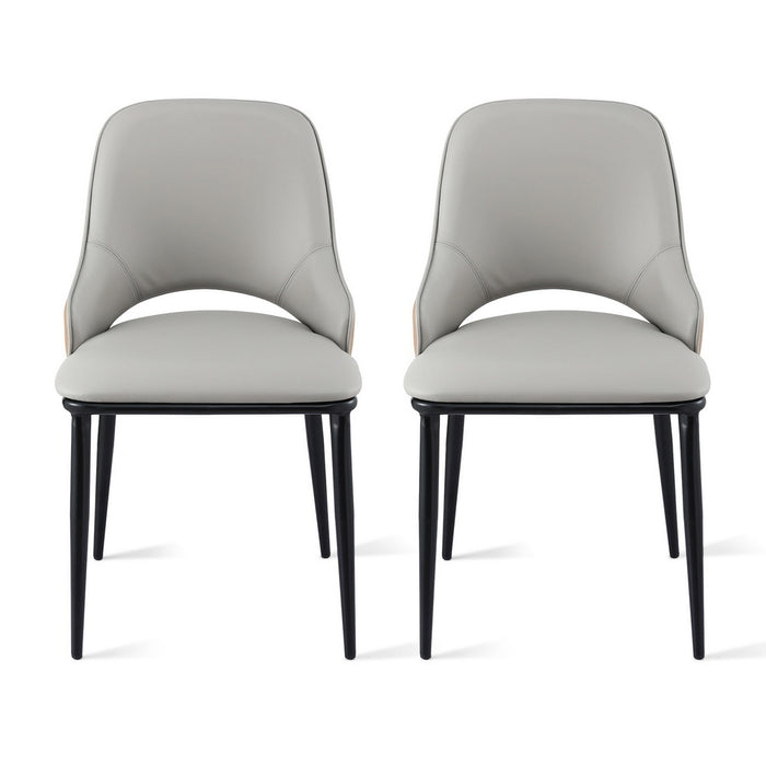 2X Dining Chairs Hollow Pu Leather Kitchen Lounge Cafe Accent Chair Grey