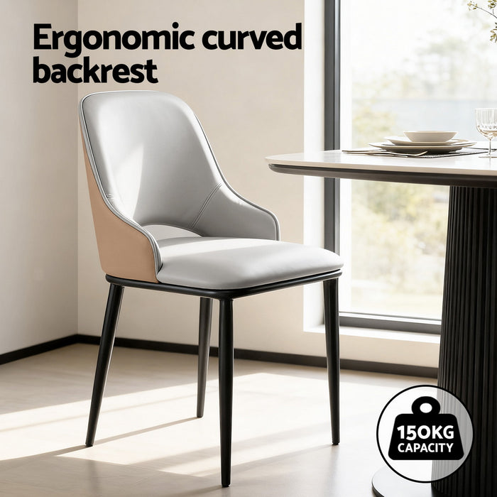 2X Dining Chairs Hollow Pu Leather Kitchen Lounge Cafe Accent Chair Grey