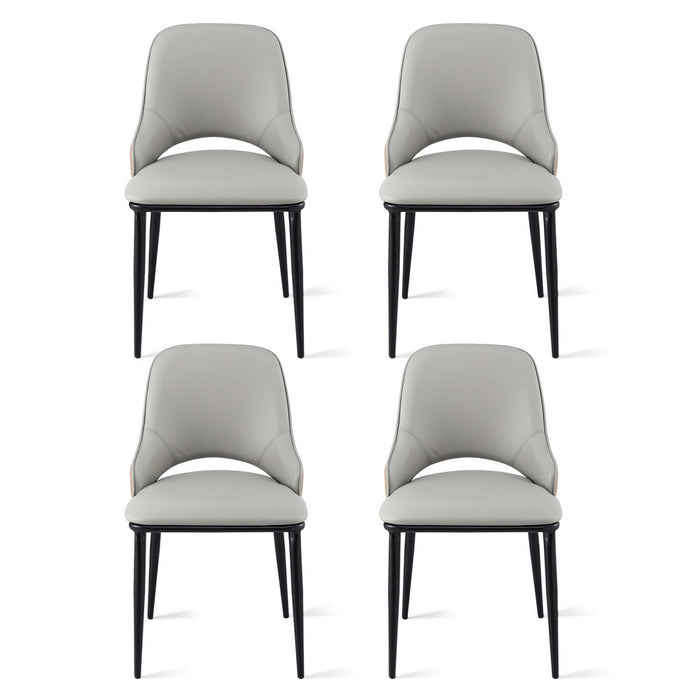 4X Dining Chairs Hollow Pu Leather Kitchen Lounge Cafe Accent Chair Grey