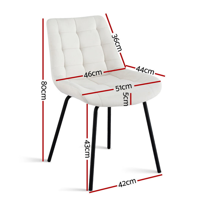 4X Dining Chairs Velvet Tufted Kitchen Lounge Cafe Accent Chair Beige