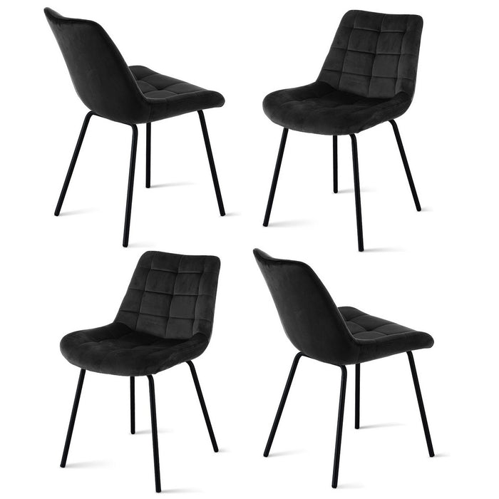 4X Dining Chairs Velvet Tufted Kitchen Lounge Cafe Accent Chair Black