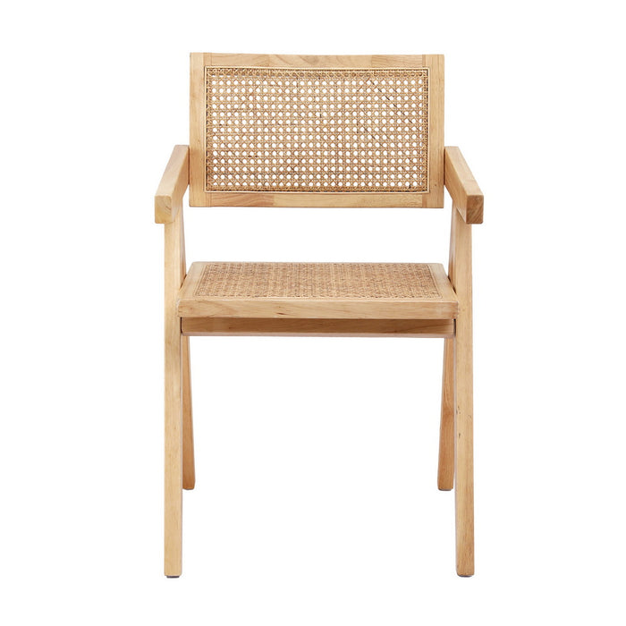 1X Dining Chair Wooden Rattan Seat Rubber Wood Frame