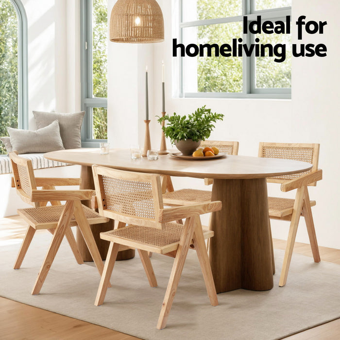 1X Dining Chair Wooden Rattan Seat Rubber Wood Frame