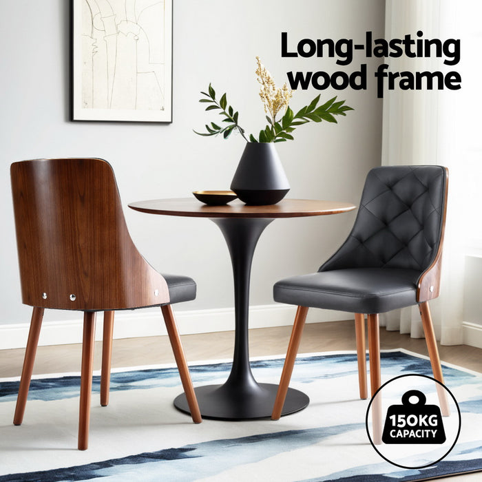 1 Set Of 4 Dining Chairs Black Pu