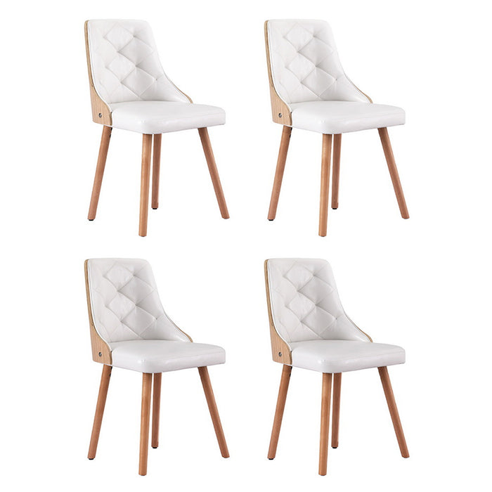 1 Set Of 4 Dining Chairs White Pu