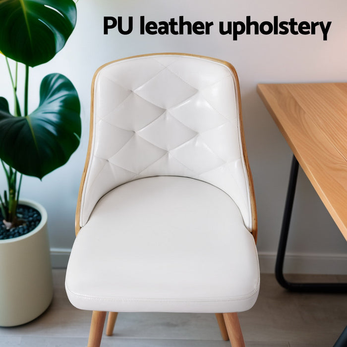 1 Set Of 4 Dining Chairs White Pu