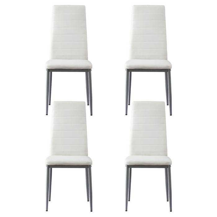Dining Chairs Set Of 4 Leather Channel Tufted White
