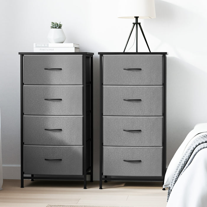 Set Of 2 Chest Of 4 Drawers Storage Dresser Tallboy Grey