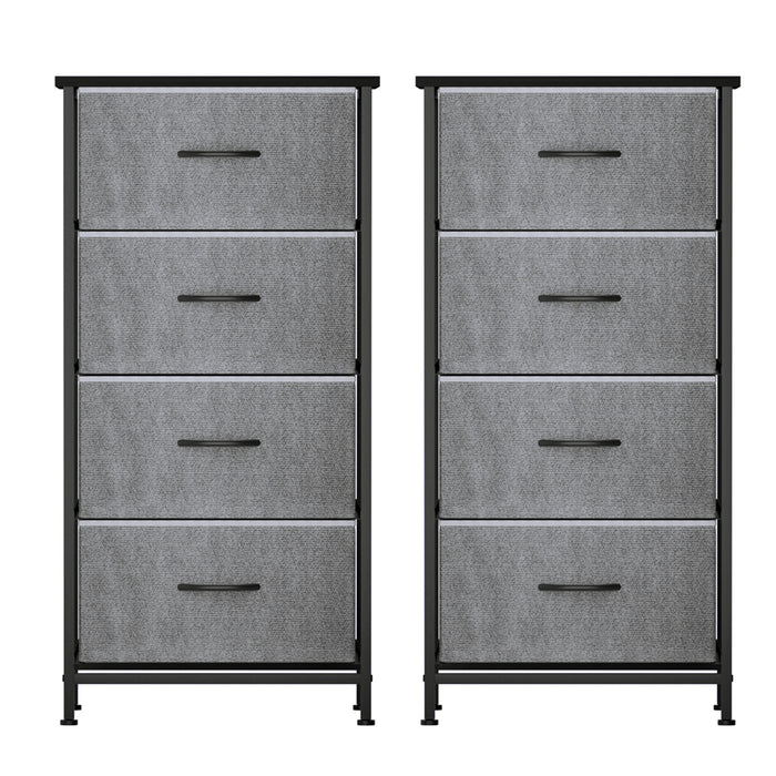 Set Of 2 Chest Of 4 Drawers Storage Dresser Tallboy Grey