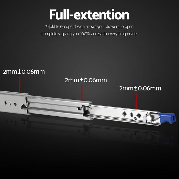 2X Drawer Slides Heavy Duty Full Extension Locking 600-1200Mm Length