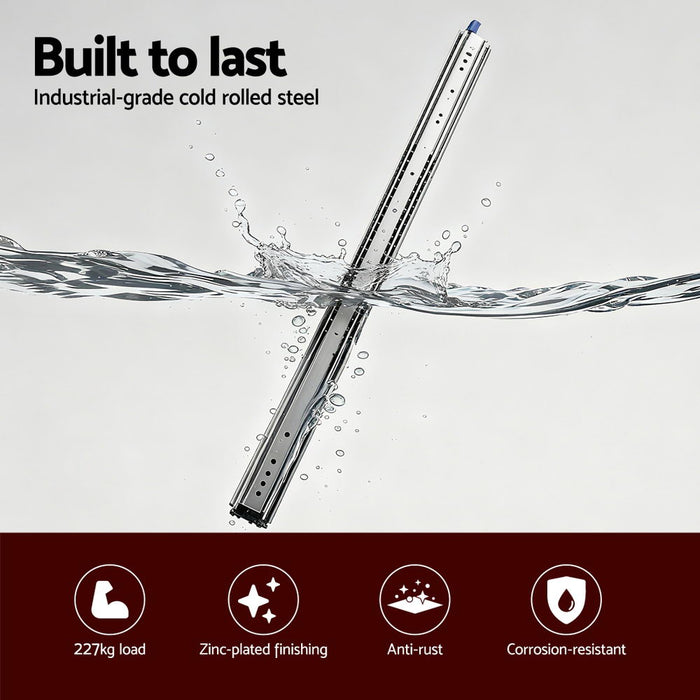 2X Drawer Slides Full Extension Locking 227Kg 1321-2642Mm Length