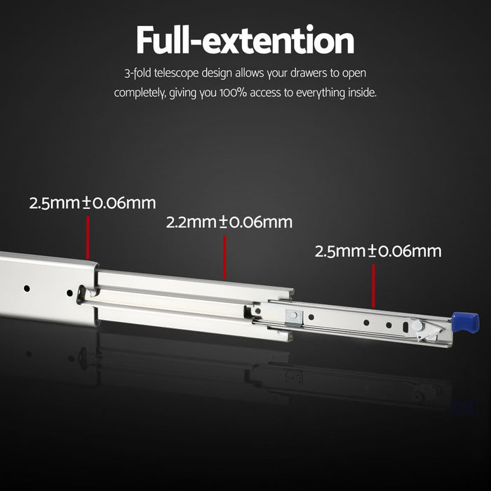 2X Drawer Slides Full Extension Locking 227Kg 1804-3608Mm Length