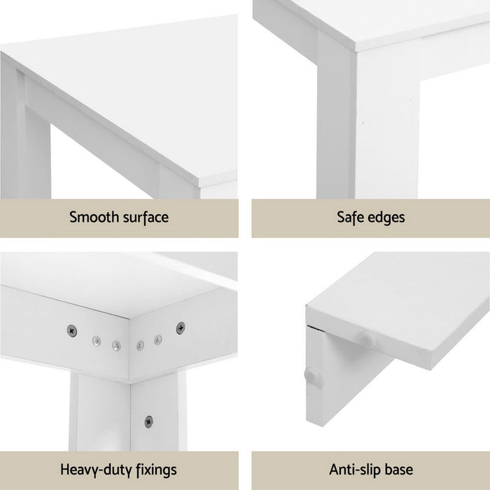 1 Dining Table And 4 Chairs Set White Wood