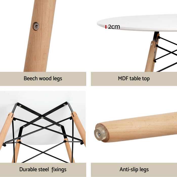 1 Dining Table And 2 Chairs Set Dsw 90cm