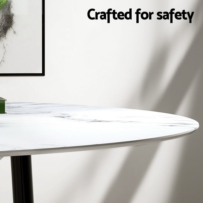 1 Dining Table And 4 Chairs Set Marble Black