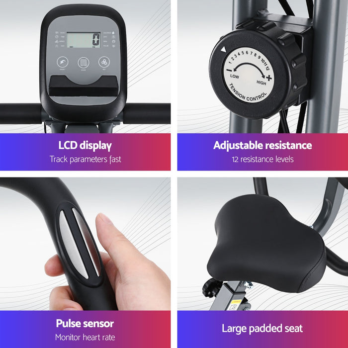 Folding Exercise Bike Magnetic X-Bike Aerobic Trainer Indoor Cycling