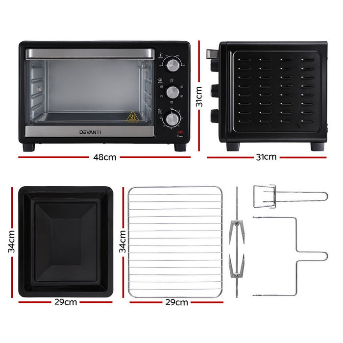 30L Convection Oven Electric Fryer Ovens 1600W