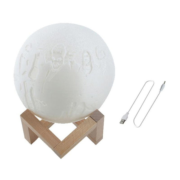 3D Print Lamp With Wooden Base Usb Charging 20Cm Diameter