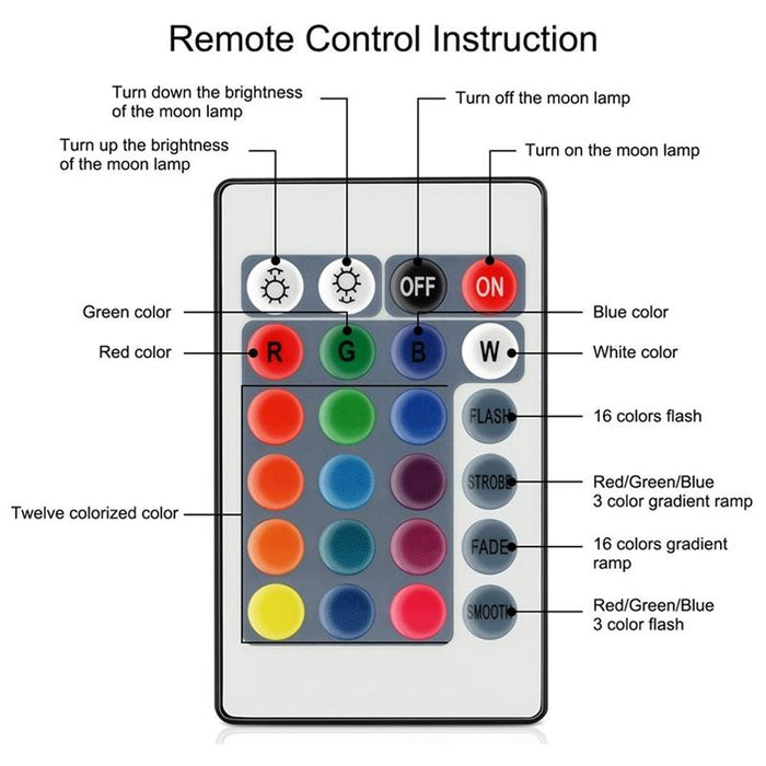 16-Colour 3D Print Lamp With Remote & Wooden Base Usb Charging Energy-Saving 18Cm Diameter