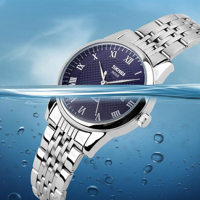 9058 Multifunctional Outdoor Fashion Waterproof Steel Strip Quartz Wrist Watch