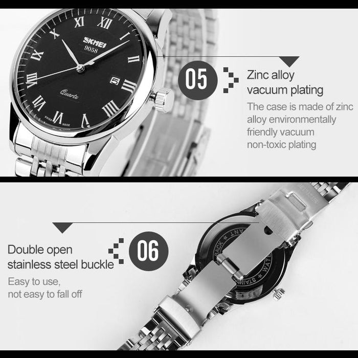 9058 Multifunctional Outdoor Fashion Waterproof Steel Strip Quartz Wrist Watch