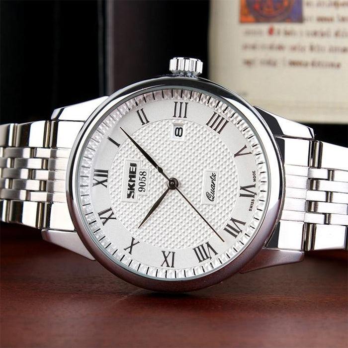 9058 Multifunctional Outdoor Fashion Waterproof Steel Strip Quartz Wrist Watch