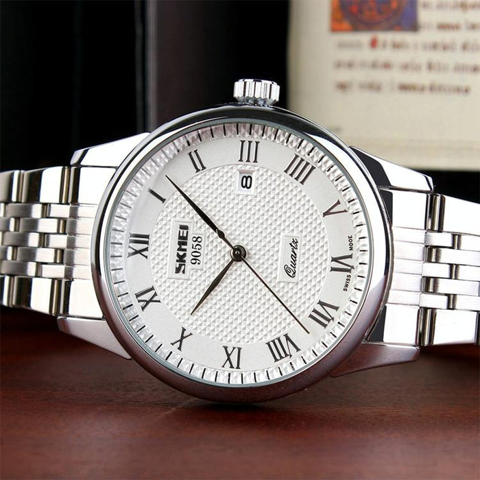 9058 Multifunctional Outdoor Fashion Waterproof Steel Strip Quartz Wrist Watch