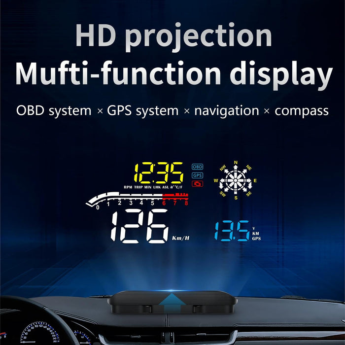 Car Obd2 Hud Head Up Display Gps Speed Meter With Speed Voltage And Water Temp Speed Alarm