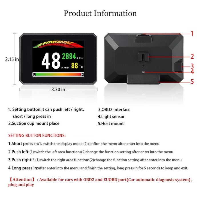 Car Hud Head Up Display Obd2 Code Eliminator