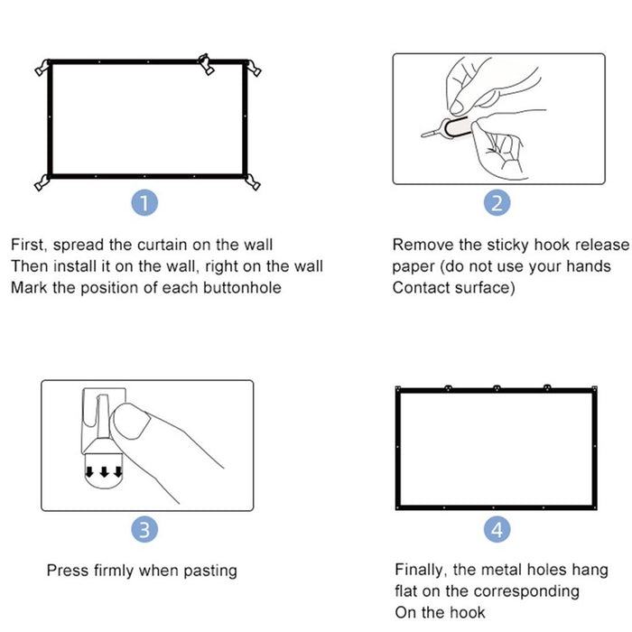 Folding Milk Silk Polyester Projector Film Curtain - Size 84 Inch 16:9 Projection Area 186 X 105Cm