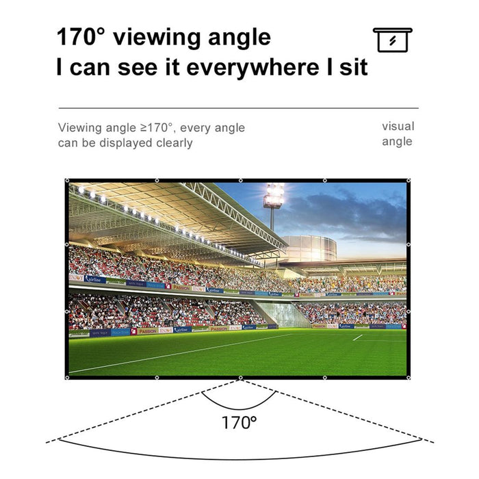 Folding Milk Silk Polyester Projector Film Curtain - Size 100 Inch 16:9 Projection Area 221 X 125Cm