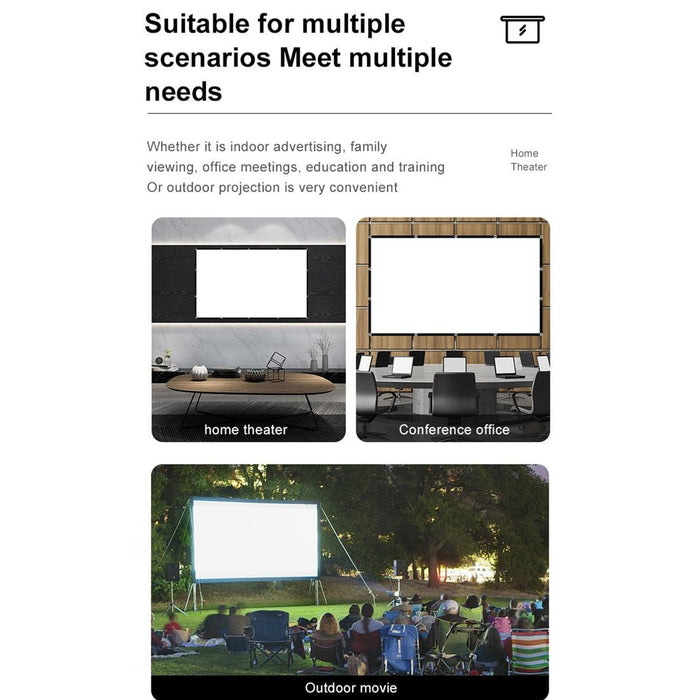 Folding Milk Silk Polyester Projector Film Curtain - Size 120 Inch 16:9 Projection Area 266 X 148Cm