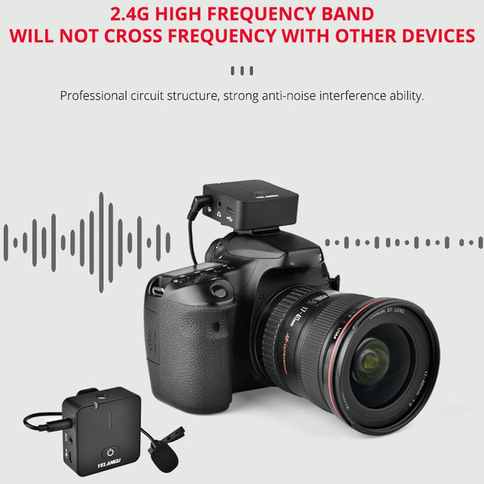 2.4G Wireless Camera Microphone For Live Interviews & Recording