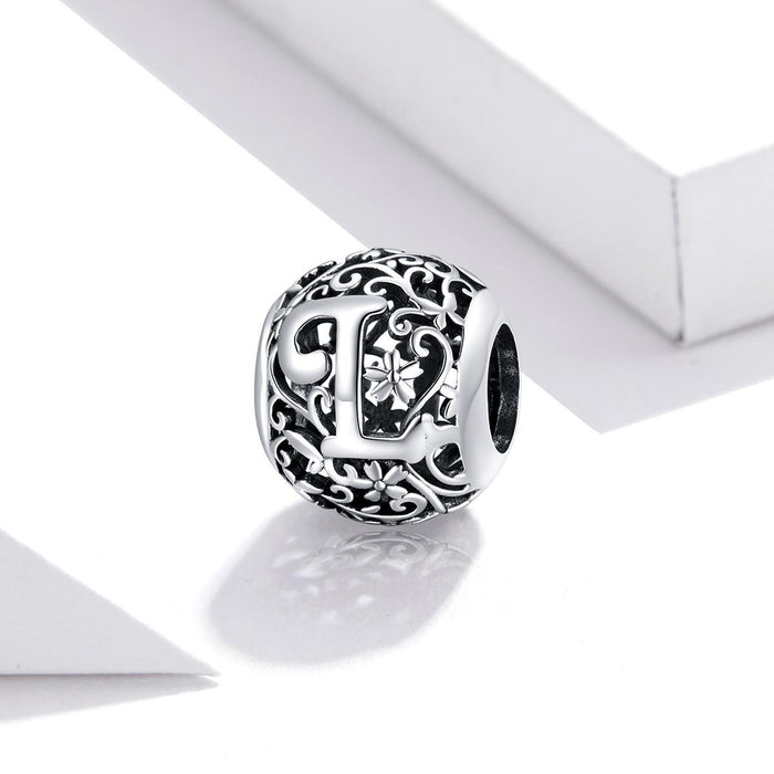 925 Sterling Silver Hollow Letter Beads For Diy Bracelets & Necklaces