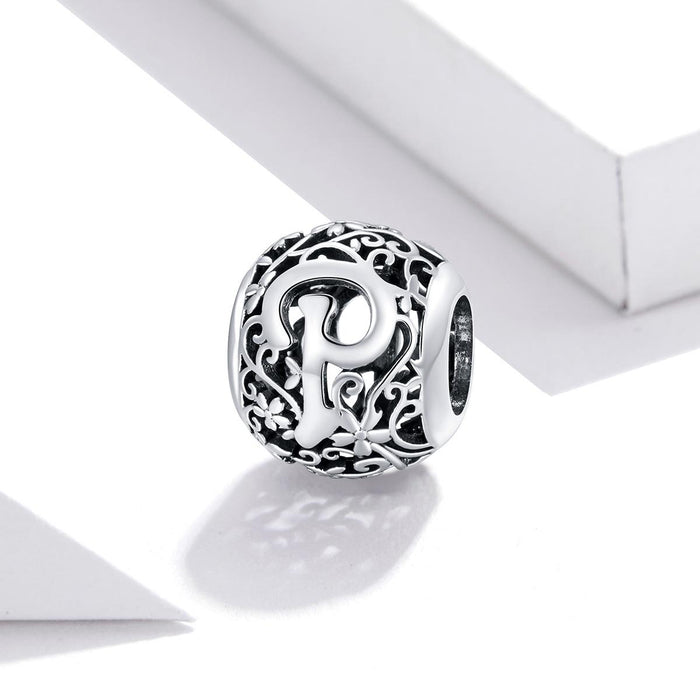 925 Sterling Silver Hollow Letter Beads For Diy Bracelets & Necklaces