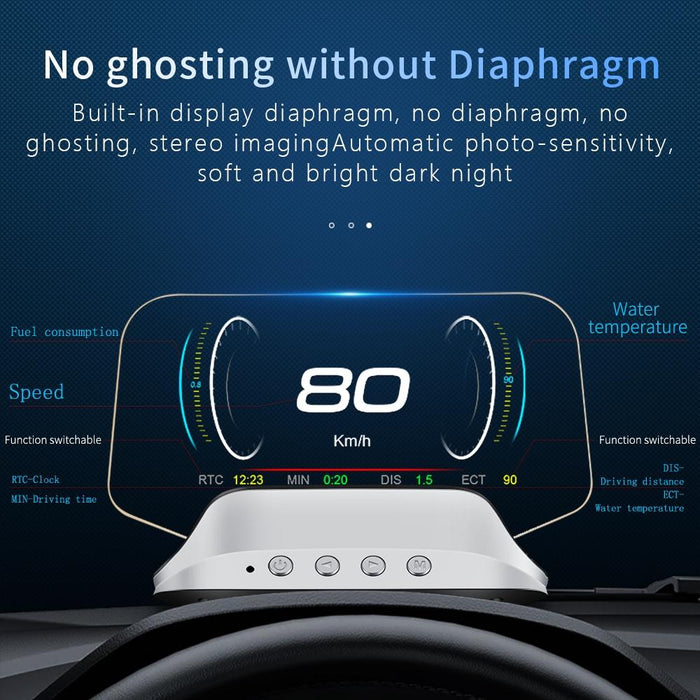 Car Head Up Display Hud Overspeed Temp Voltage Engine Failure Fatigue Reminder Navigation