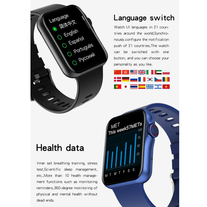 1.6 Inch Waterproof Smart Watch With Ips Colour Screen Sport Sleep Heart Rate Monitoring