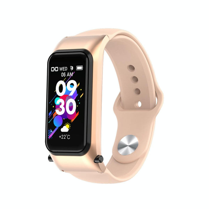 Hd Screen Bluetooth Earphone Smart Bracelet Rose Gold