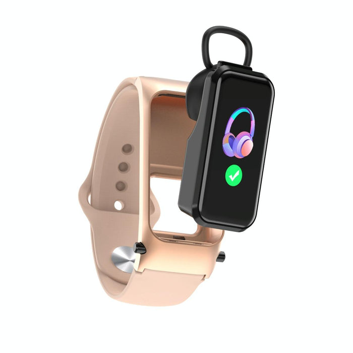 Hd Screen Bluetooth Earphone Smart Bracelet Rose Gold