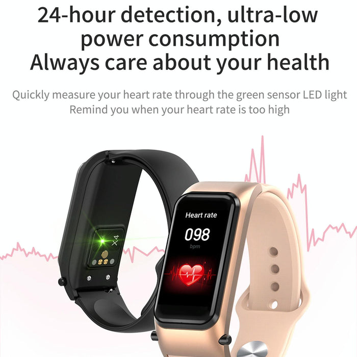Hd Screen Bluetooth Earphone Smart Bracelet Rose Gold