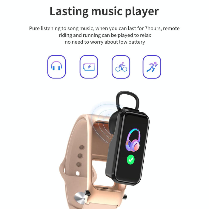 Hd Screen Bluetooth Earphone Smart Bracelet Rose Gold