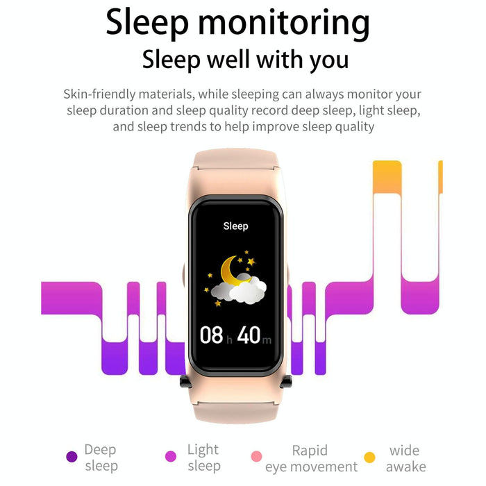 Hd Screen Bluetooth Earphone Smart Bracelet Rose Gold