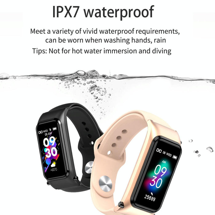 Hd Screen Bluetooth Earphone Smart Bracelet Rose Gold