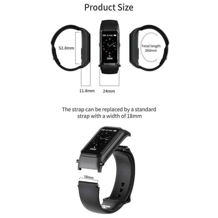 Hd Screen Bluetooth Earphone Smart Bracelet Rose Gold