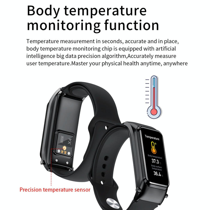 Hd Screen Bluetooth Earphone Smart Bracelet Rose Gold