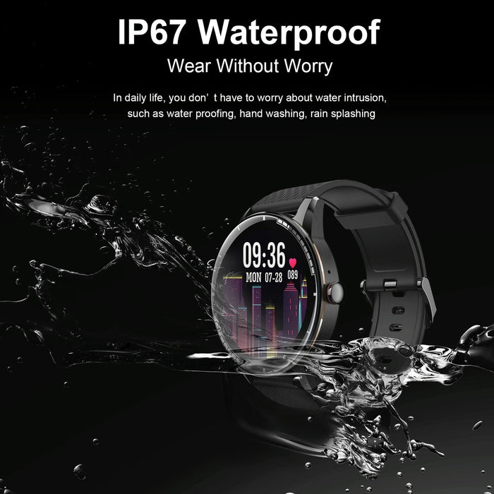 1.28 Inch Touch Screen Ip67 Waterproof Smart Watch Support Bluetooth Call / Sleep Monitoring / Heart Rate Monitoring Black