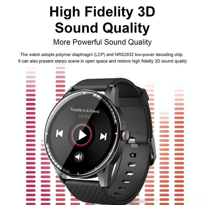 1.28 Inch Touch Screen Ip67 Waterproof Smart Watch Support Bluetooth Call / Sleep Monitoring / Heart Rate Monitoring Black