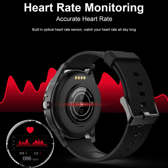 1.28 Inch Touch Screen Ip67 Waterproof Smart Watch Support Bluetooth Call / Sleep Monitoring / Heart Rate Monitoring Black