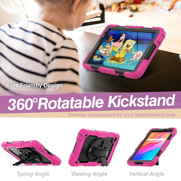 Shockproof Silicone + Pc Case With Holder & Straps Rose Red