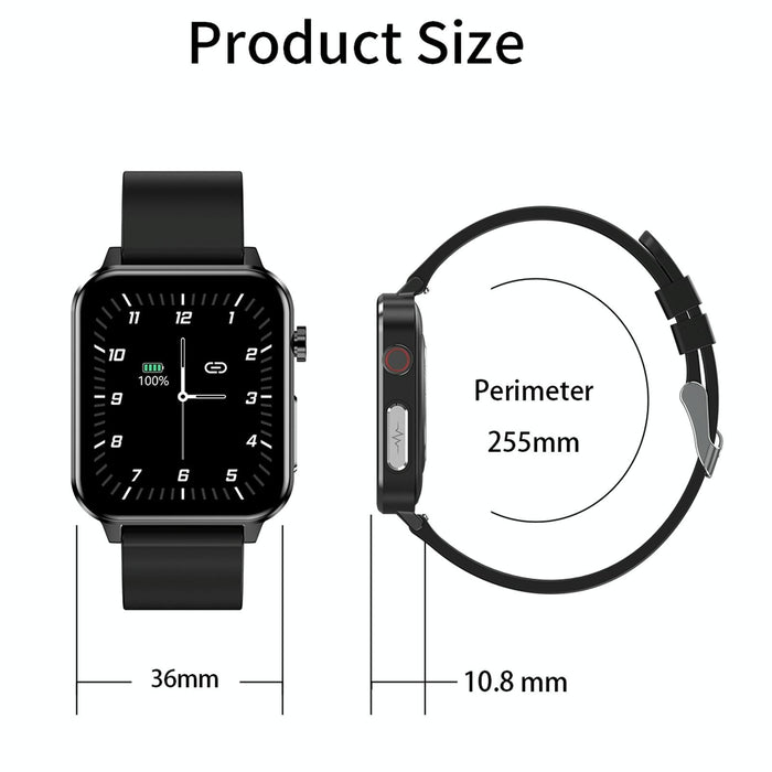 1.7 Inch Tft Colour Screen Ip68 Waterproof Smart Watch Support Blood Oxygen Monitoring / Body Temperature Monitoring / Ai Medical Diagnosis - Leather Strap
